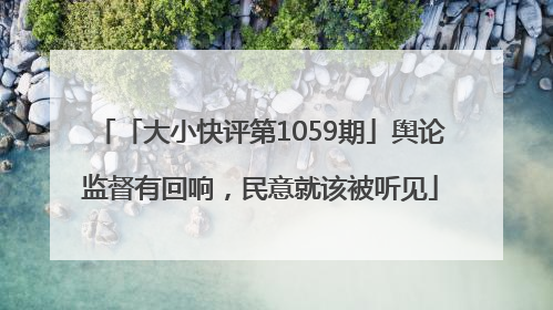「大小快评第1059期」舆论监督有回响，民意就该被听见