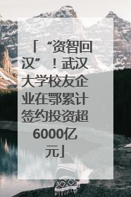 “资智回汉”！武汉大学校友企业在鄂累计签约投资超6000亿元