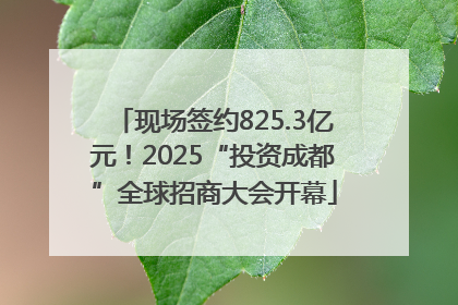 现场签约825.3亿元！2025“投资成都”全球招商大会开幕
