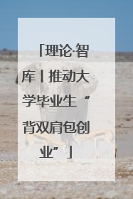 理论·智库丨推动大学毕业生“背双肩包创业”