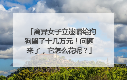 离异女子立遗嘱给狗狗留了十几万元！问题来了，它怎么花呢？