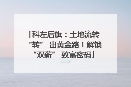 科左后旗：土地流转 “转” 出黄金路！解锁 “双薪” 致富密码