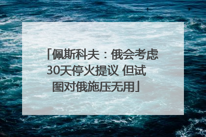 佩斯科夫：俄会考虑30天停火提议 但试图对俄施压无用