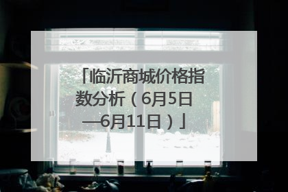 临沂商城价格指数分析（6月5日—6月11日）