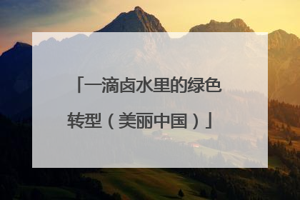 一滴卤水里的绿色转型（美丽中国）