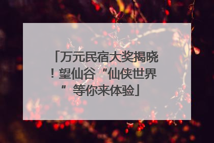 万元民宿大奖揭晓！望仙谷“仙侠世界”等你来体验
