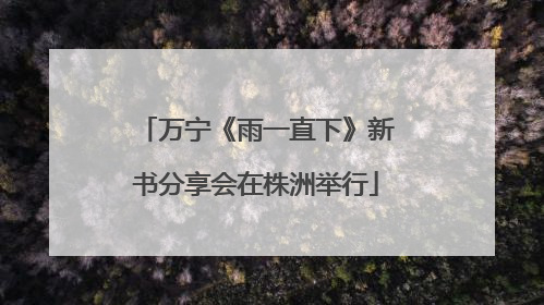 万宁《雨一直下》新书分享会在株洲举行