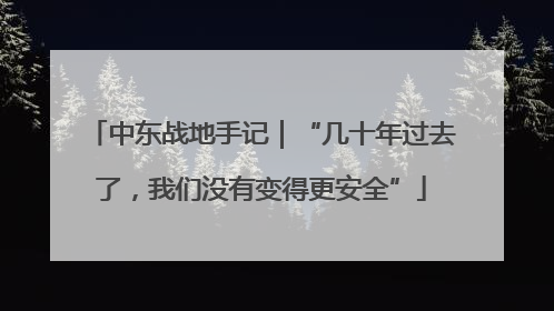 中东战地手记｜“几十年过去了，我们没有变得更安全”