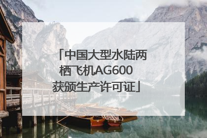 中国大型水陆两栖飞机AG600获颁生产许可证