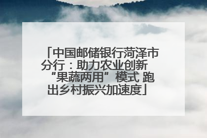 中国邮储银行菏泽市分行：助力农业创新 “果蔬两用”模式 跑出乡村振兴加速度
