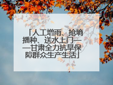 人工增雨、抢墒播种、送水上门——甘肃全力抗旱保障群众生产生活