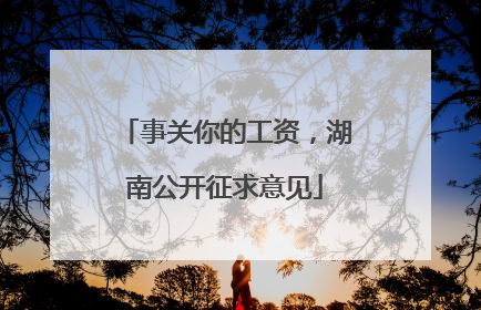 事关你的工资，湖南公开征求意见