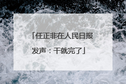 任正非在人民日报发声：干就完了