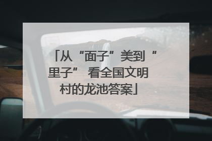 从“面子”美到“里子” 看全国文明村的龙池答案