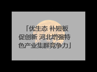 优生态 补短板 促创新 河北增强特色产业集群竞争力