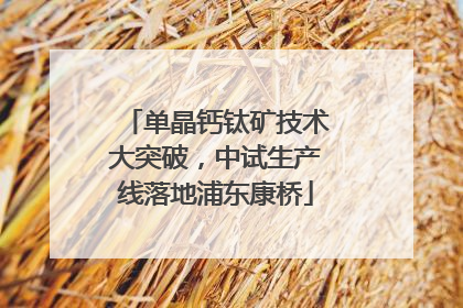 单晶钙钛矿技术大突破，中试生产线落地浦东康桥
