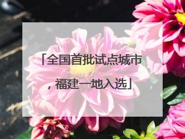 全国首批试点城市，福建一地入选