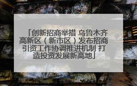创新招商举措 乌鲁木齐高新区（新市区）发布招商引资工作协调推进机制 打造投资发展新高地