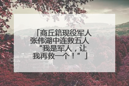 商丘籍现役军人张伟湖中连救五人 “我是军人，让我再救一个！”