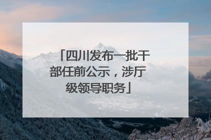 四川发布一批干部任前公示，涉厅级领导职务