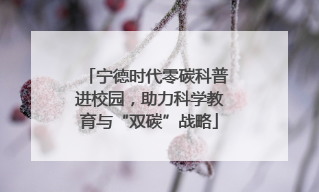 宁德时代零碳科普进校园，助力科学教育与“双碳”战略