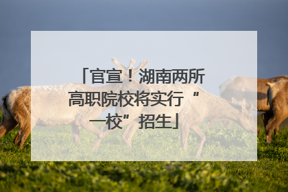 官宣！湖南两所高职院校将实行“一校”招生