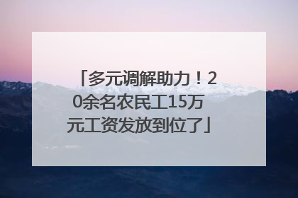 多元调解助力！20余名农民工15万元工资发放到位了