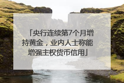 央行连续第7个月增持黄金，业内人士称能增强主权货币信用