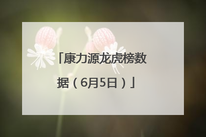 康力源龙虎榜数据（6月5日）