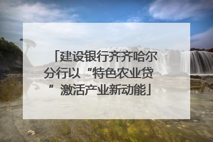 建设银行齐齐哈尔分行以“特色农业贷”激活产业新动能