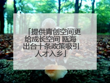 提供青创空间更给成长空间 瓯海出台十条政策吸引人才入乡