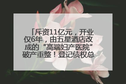 斥资11亿元，开业仅6年，由五星酒店改成的“高端妇产医院”破产重整！登记债权总额已超17亿元