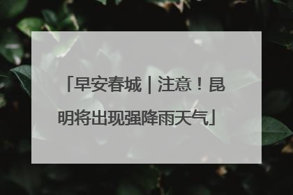早安春城｜注意！昆明将出现强降雨天气