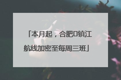 本月起，合肥⇋镇江航线加密至每周三班