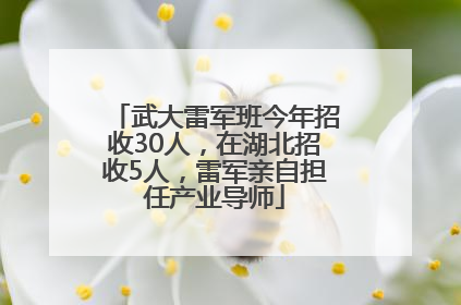 武大雷军班今年招收30人，在湖北招收5人，雷军亲自担任产业导师