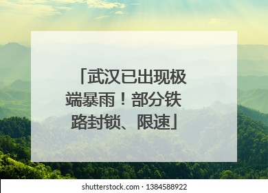 武汉已出现极端暴雨！部分铁路封锁、限速