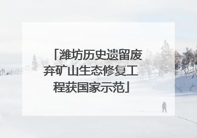 潍坊历史遗留废弃矿山生态修复工程获国家示范