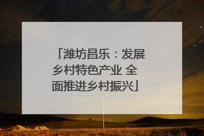 潍坊昌乐：发展乡村特色产业 全面推进乡村振兴