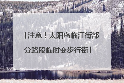 注意！太阳岛临江街部分路段临时变步行街