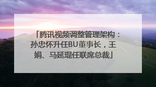 腾讯视频调整管理架构：孙忠怀升任BU董事长，王娟、马延琨任联席总裁