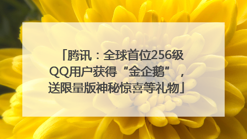 腾讯：全球首位256级QQ用户获得“金企鹅”，送限量版神秘惊喜等礼物