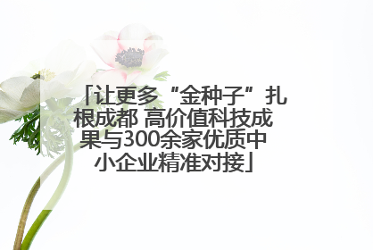 让更多“金种子”扎根成都 高价值科技成果与300余家优质中小企业精准对接