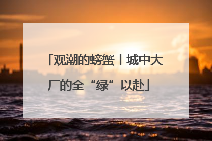 观潮的螃蟹丨城中大厂的全“绿”以赴