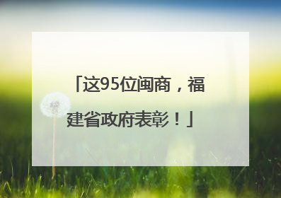这95位闽商，福建省政府表彰！