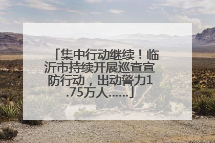 集中行动继续！临沂市持续开展巡查宣防行动，出动警力1.75万人……