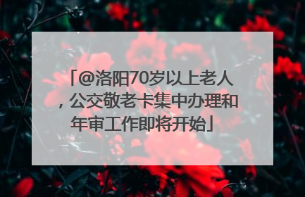 @洛阳70岁以上老人，公交敬老卡集中办理和年审工作即将开始